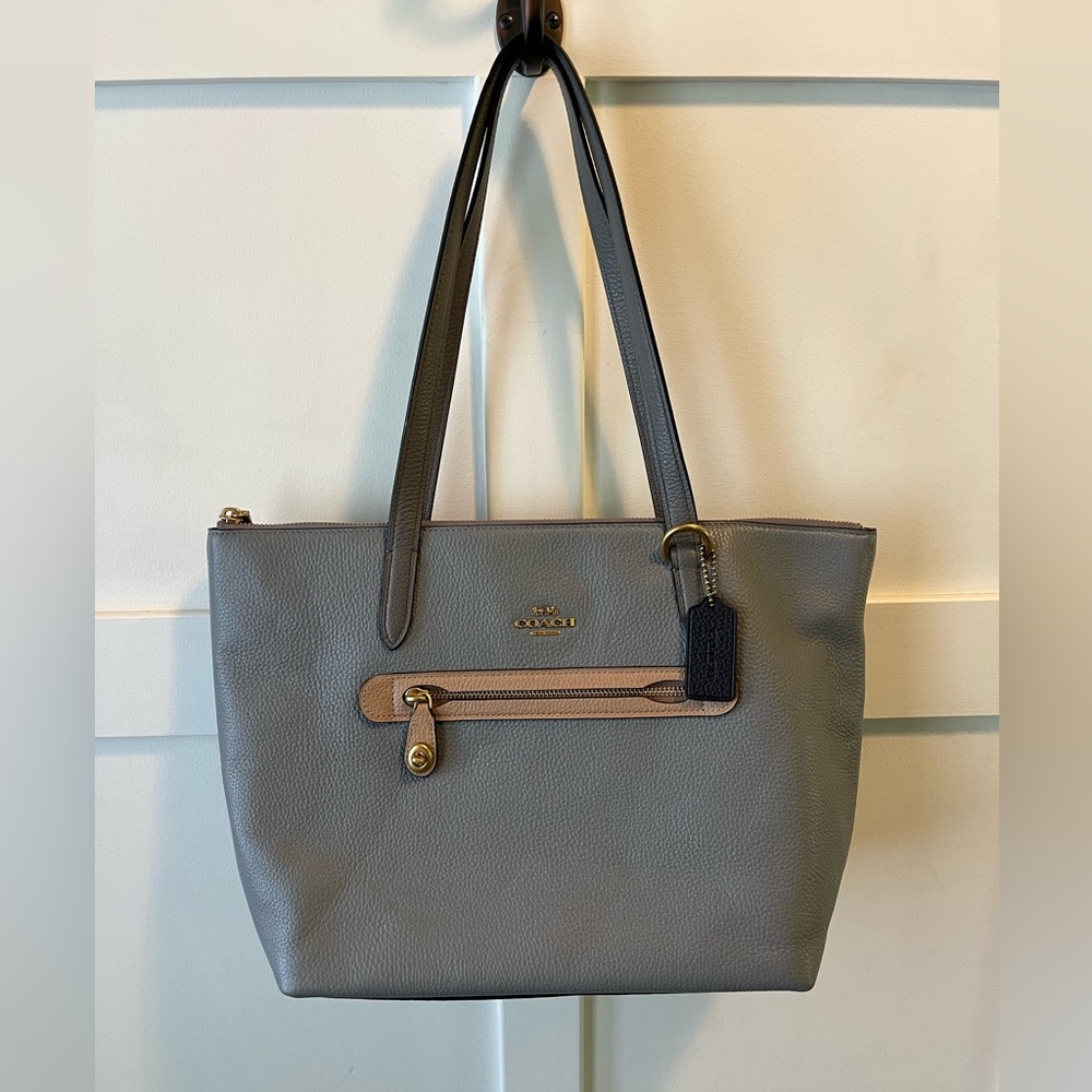 Coach gray pebbled leather handbag, NWOT!